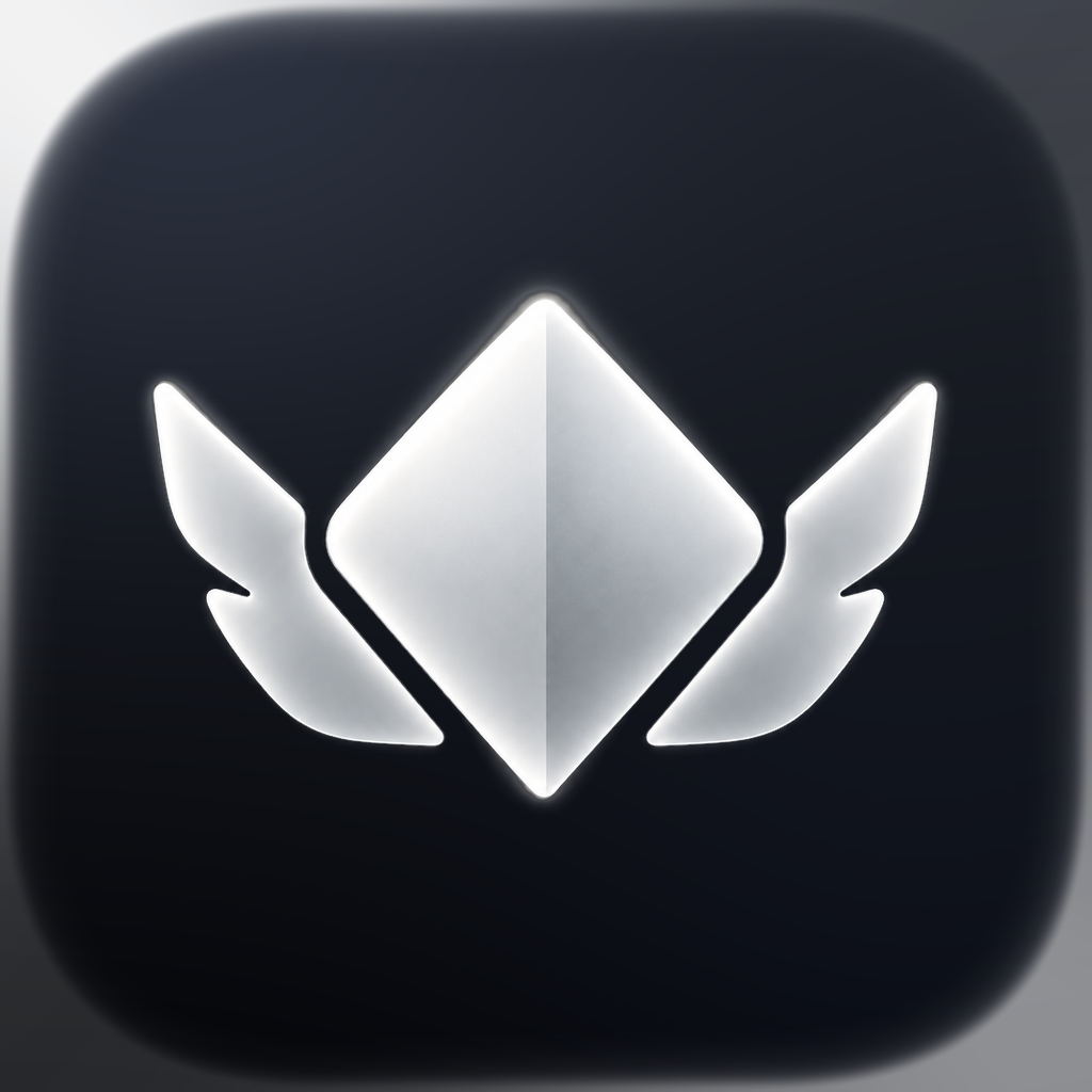 LifeRanked silver gemstone and wings app icon